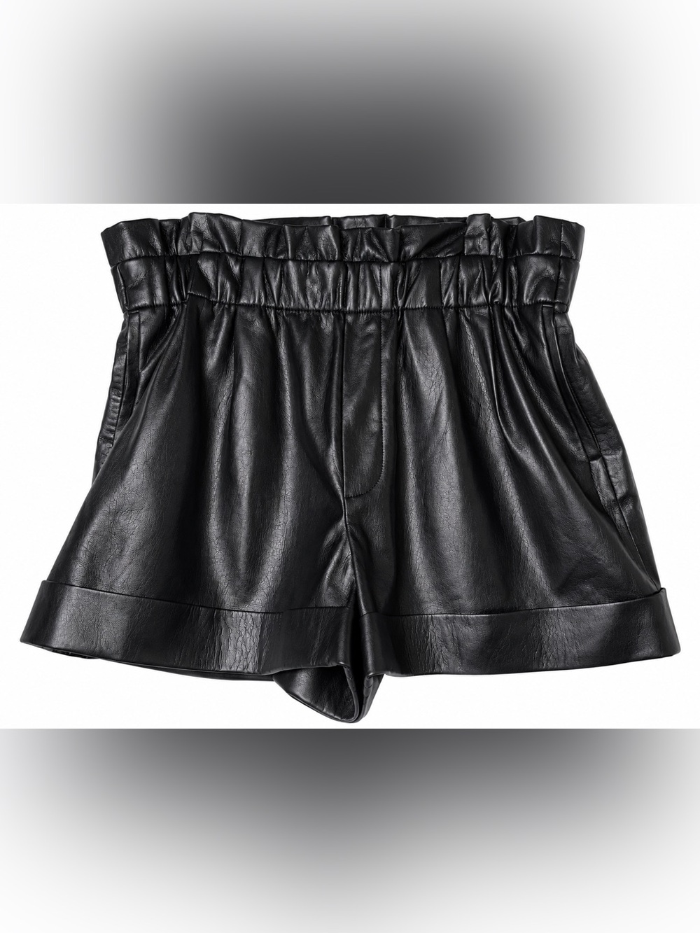 Alice + Olivia Reagan Vegan Leather Paperbag Shorts Black L High Rise Whimsigoth